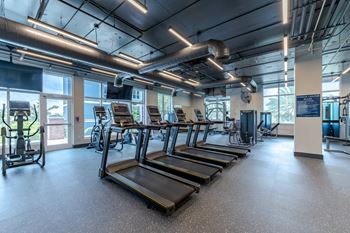 Luxury fitness center at one plantation apartments in plantation, fl 33324